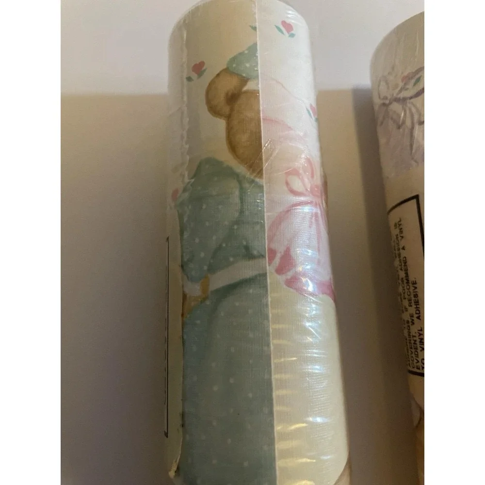 Vintage Wall Border Sleeping Teddy Bears Hearts 80's 90's 3 Rolls 5 Yards Each